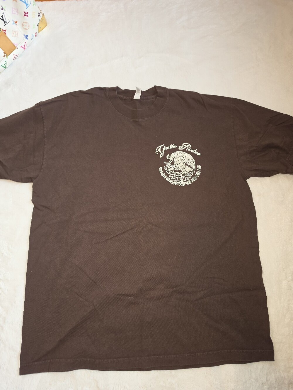 Ghetto Rodeo Mexican Eagle Graphic Tee Brown 100% Cotton Size L